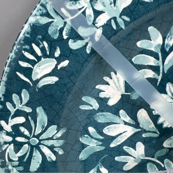 Shabby Chic Melamine Salad Plates Blue White Floral Spring 8.5" Set of 4 NEW - Picture 4 of 5